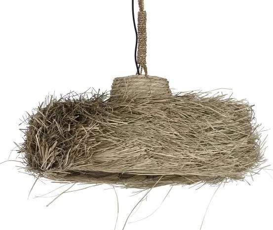 Lustră suspendată boho din fibre naturale, 64x64x34 cm, „Solea"