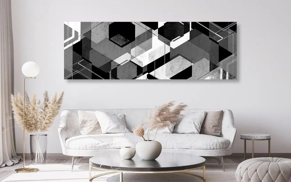 Tablou geometrie abstractă în design alb-negru