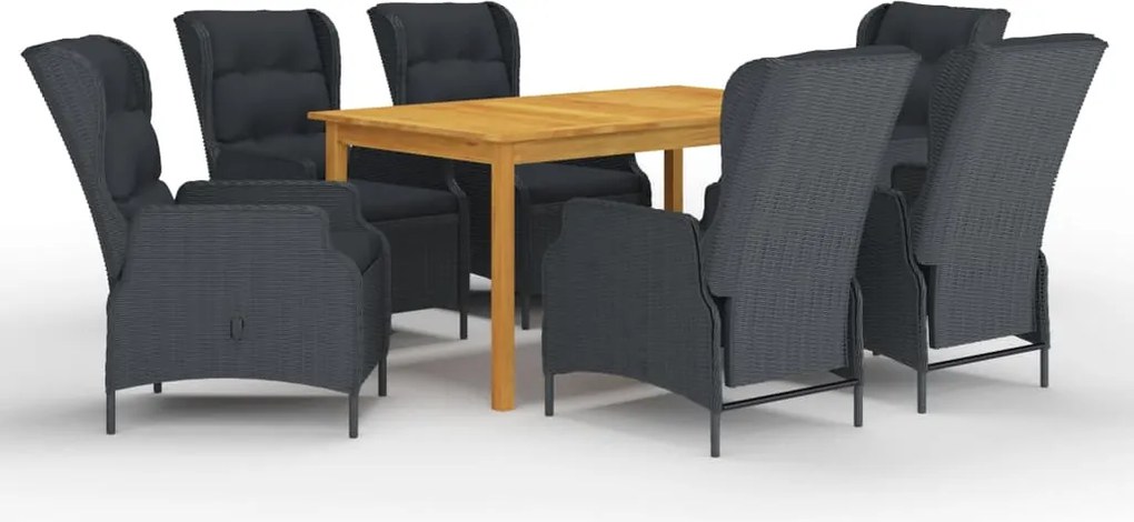 vidaXL Set mobilier de grădină, 7 piese, gri închis