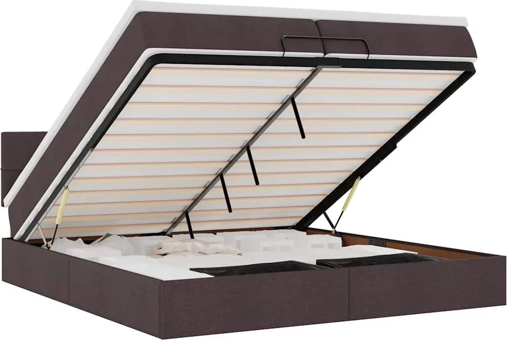 vidaXL Cadru de pat otoman cu saltea țesătură maro închis 200x200 cm