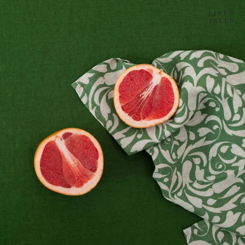 Prosop de vase din in 45x65 cm Evergreen Damask – Linen Tales