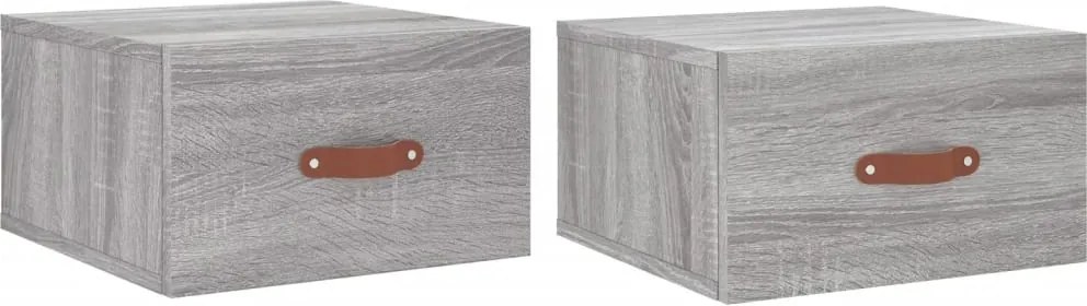 vidaXL Noptiere de perete, 2 buc., sonoma gri, 35x35x20 cm