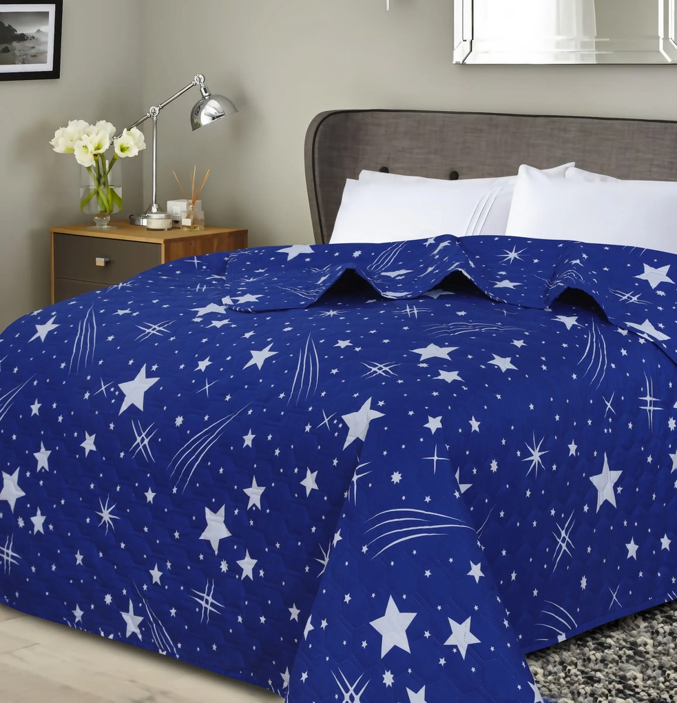 Cuvertura de pat cu model NIGHT SKY HEXAGON, albastru Dimensiune: 170 x 220 cm
