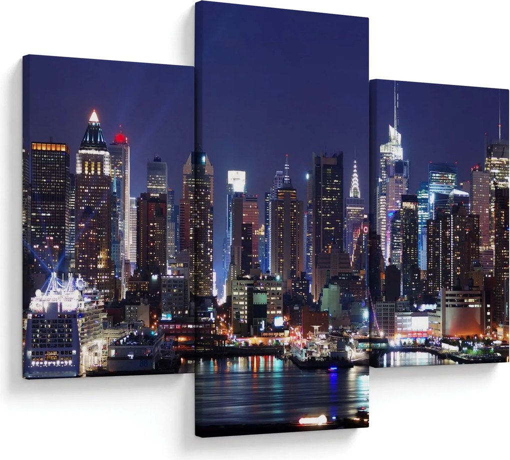 Tablou - Zgârie-nori din New York iluminate (90x60 cm)