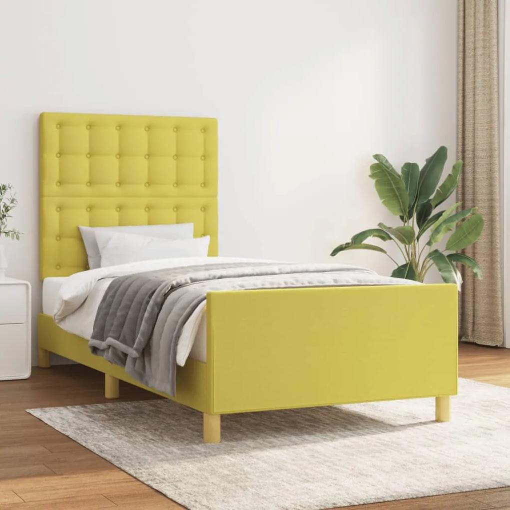 3125340 vidaXL Cadru de pat cu tăblie, verde, 80x200 cm, textil