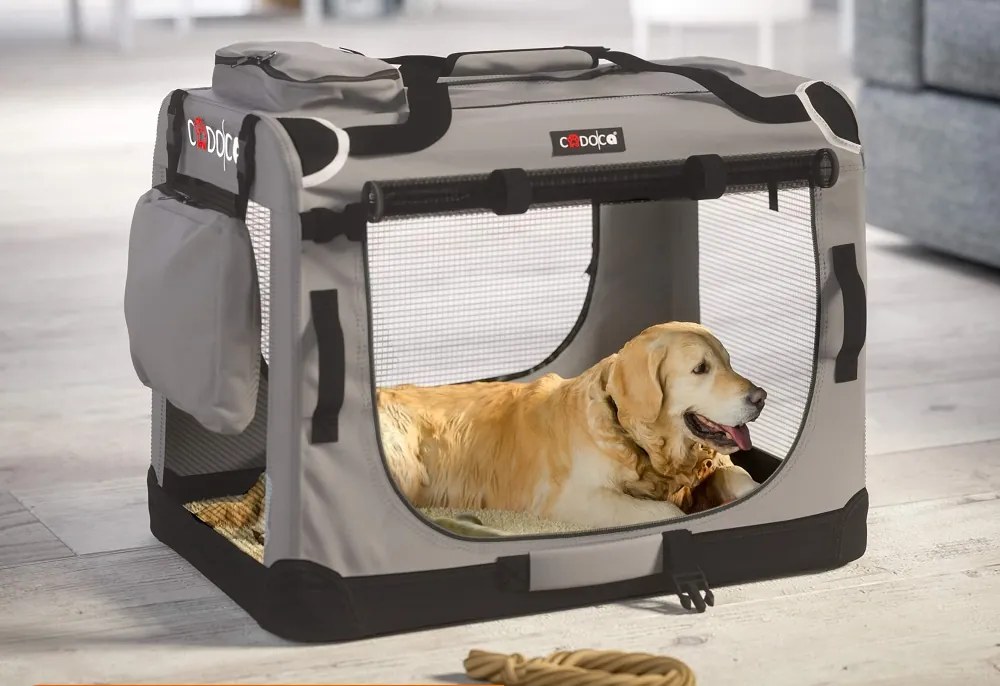 Geantă de transport pentru câini și pisici ELI, 70x52x52cm, gri Cadoca