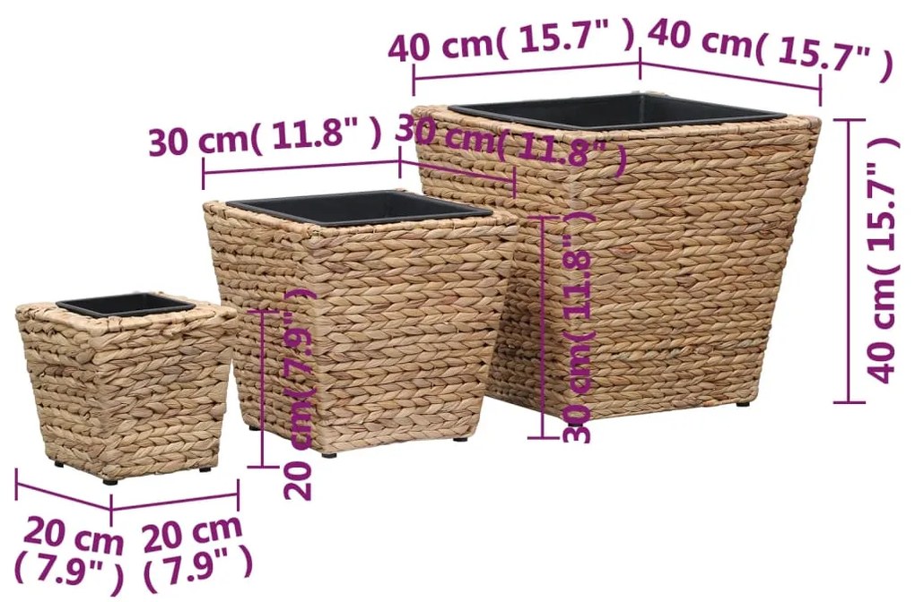 Straturi inaltate de gradina, 3 buc., zambila de apa 3, Maro deschis