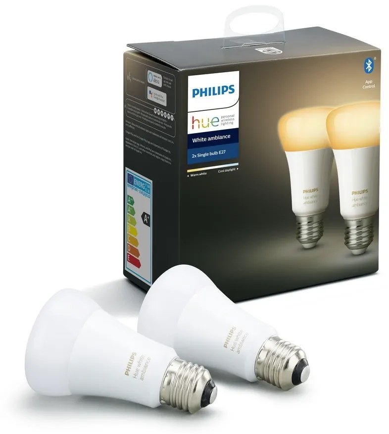 SET 2x LED Bec dimmabil Philips Hue WHITE AMBIANCE E27/8,5W/230V 2200-6500K