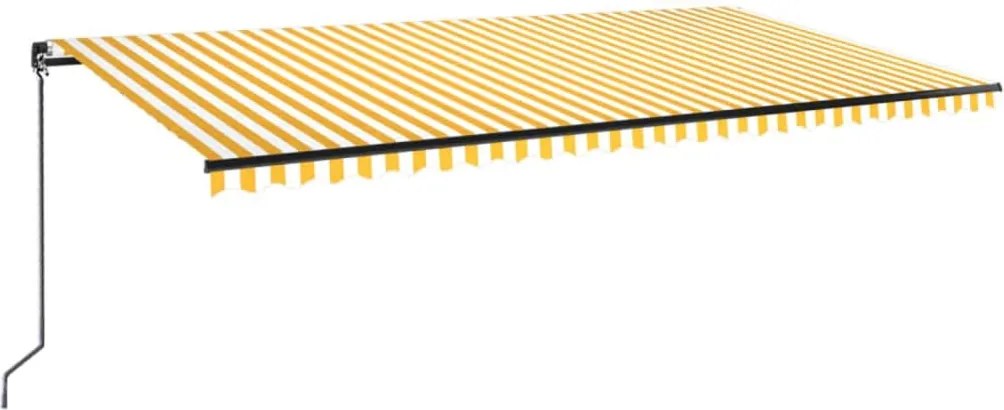 vidaXL Copertină retractabilă manual cu LED, galben și alb, 600x350 cm