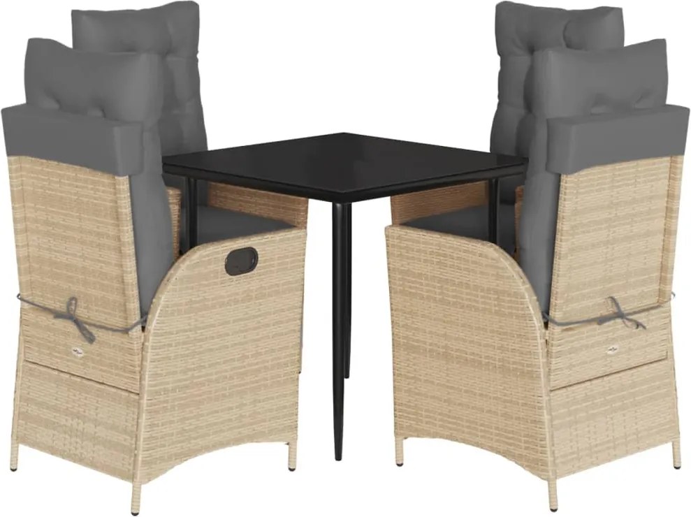 vidaXL Set mobilier pentru grădină, 5 piese, cu perne, bej, poliratan