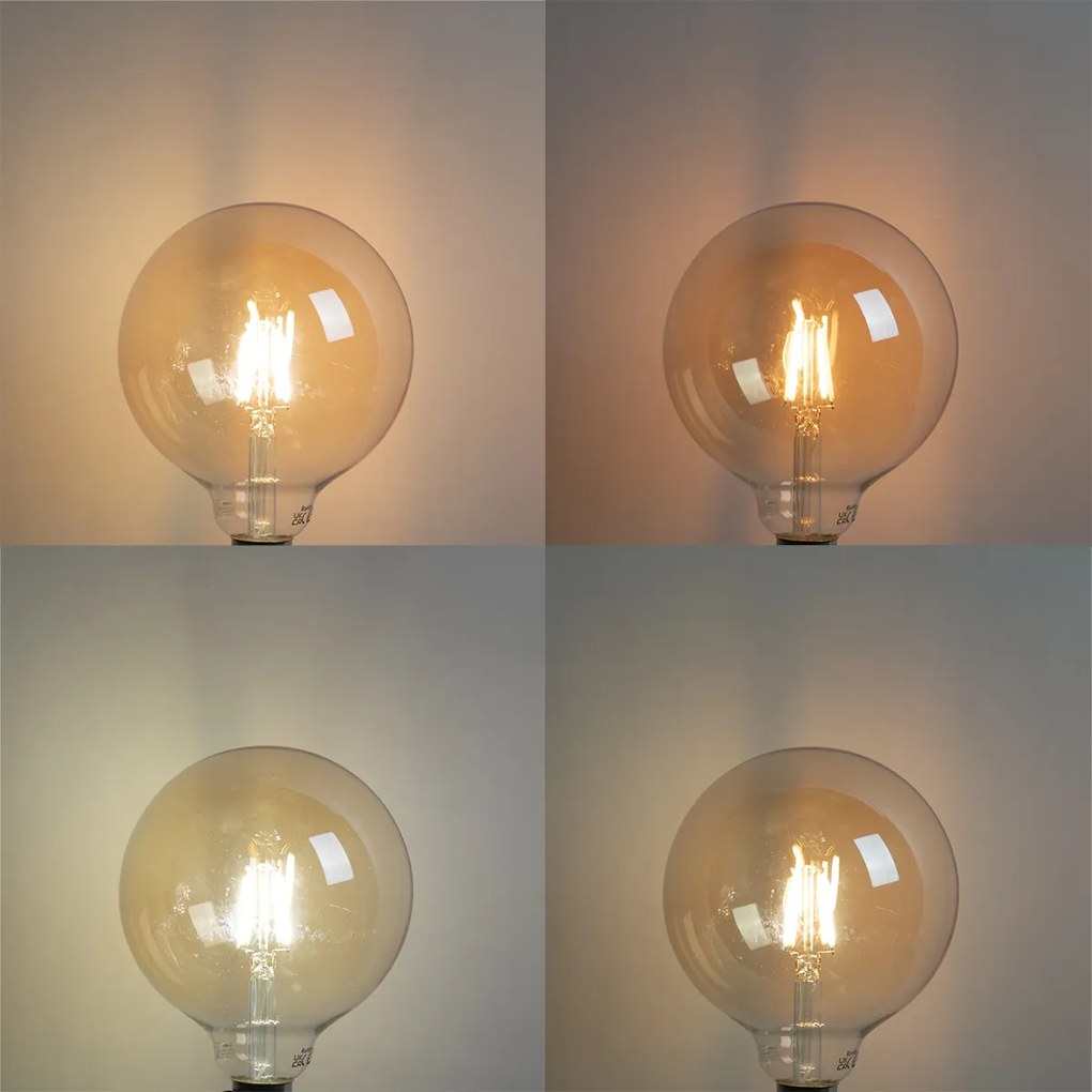 Set de 5 becuri LED inteligente E27 G125 aurii 4.9W 470lm 1800-4000K