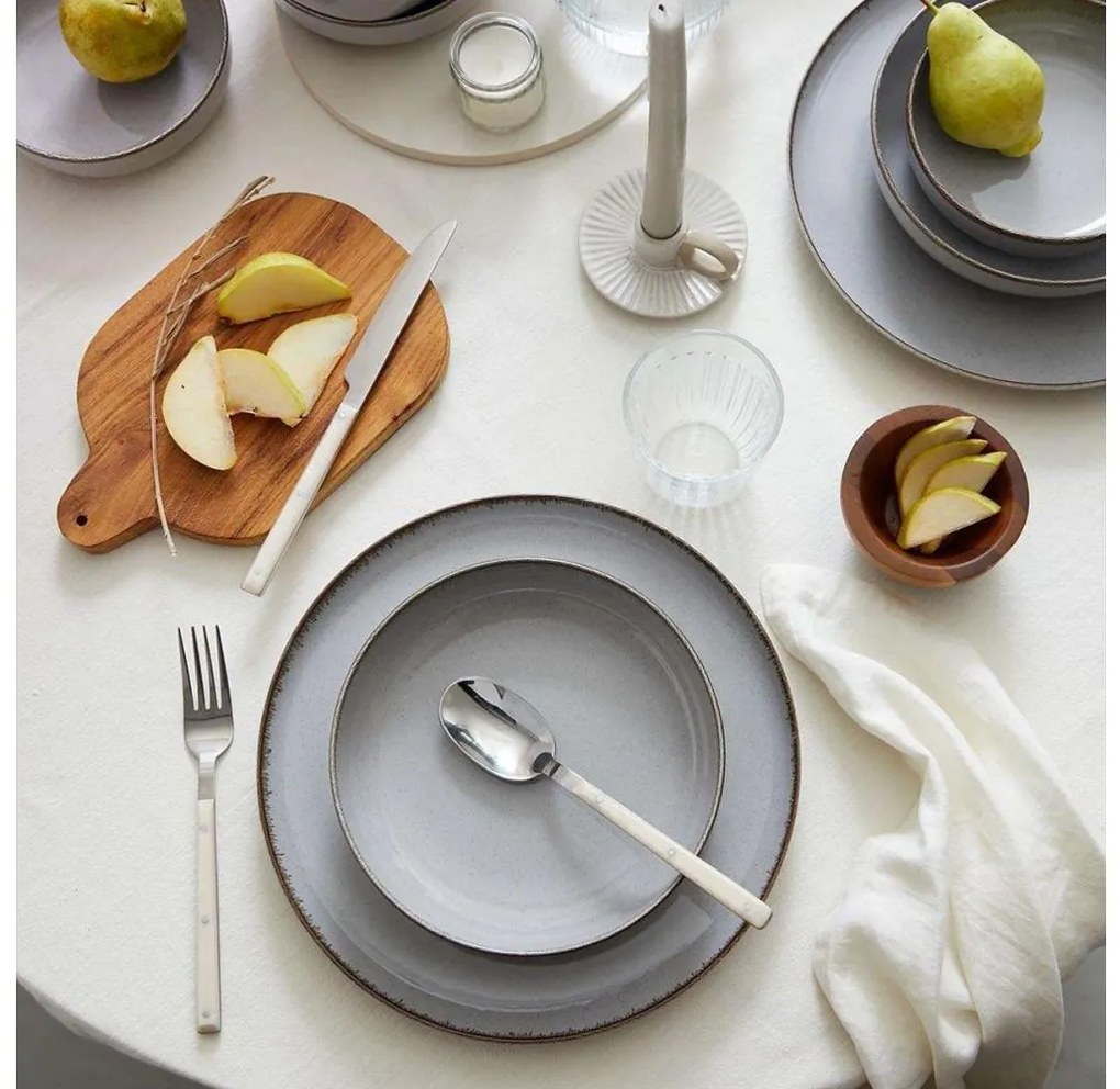 Set de veselă, 18 piese, porțelan, gri