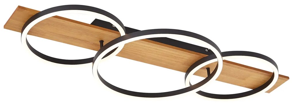 Design plafondlamp zwart rond incl. LED 3-staps dimbaar 3-lichts - Nimue