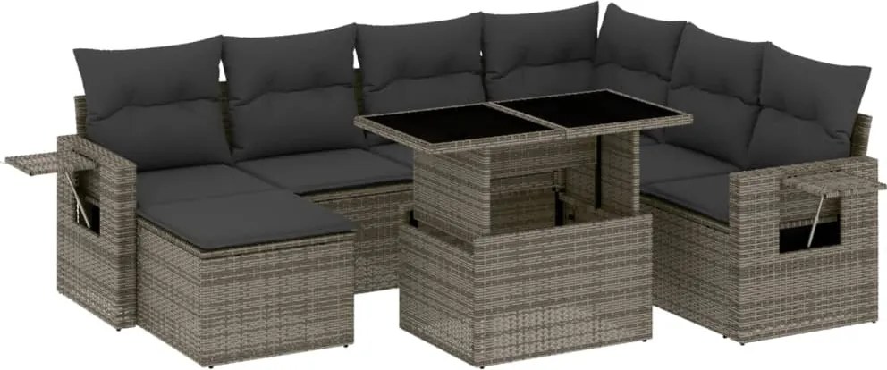 vidaXL Set canapele de grădină cu perne, 8 piese, gri, poliratan