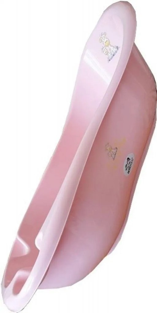 Cadita ergonomica pentru bebelusi si copii NOVOKIDS™ Giraffe , baita bebe, dimensiuni 100X50X25, suport anti alunecare, supapa scurgere, Roz