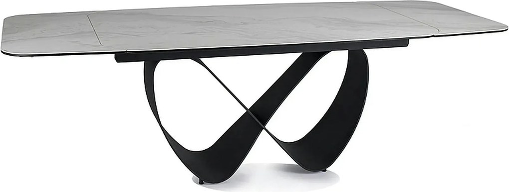 Masa extensibila INFINITY, alb/negru, sticla securizata/ceramica/metal