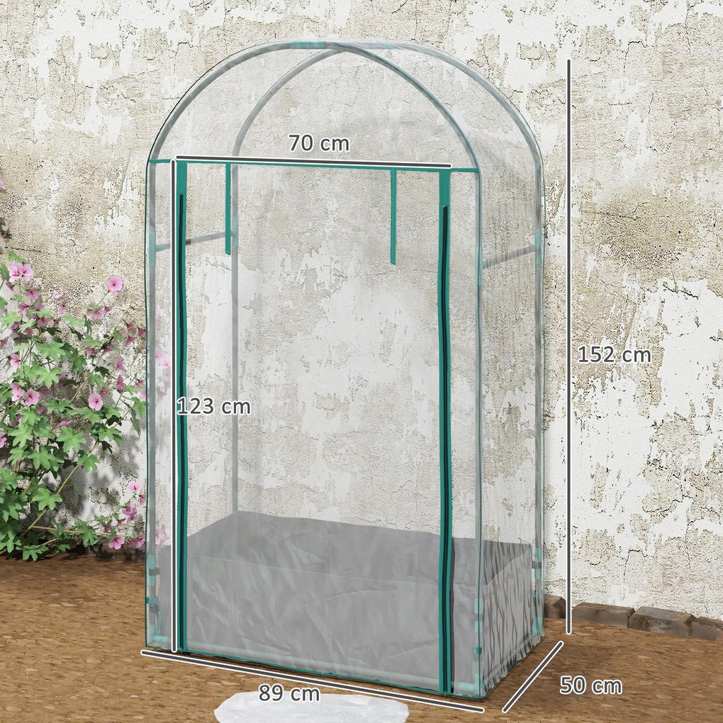 Outsunny Seră pentru Grădină cu Ușă Pliabilă pe Balamale și Sac pentru Plante, 89x50x152 cm, Transparent | Aosom Romania