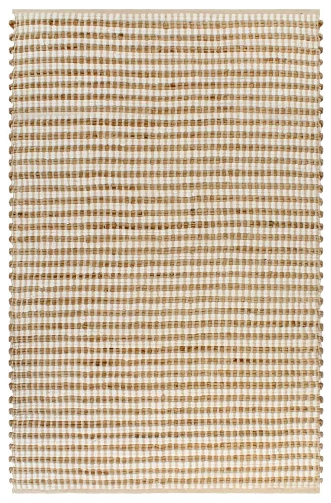 Covor din iuta lucrat manual, natural  alb, 120x180 cm textil Alb, 120 x 180 cm