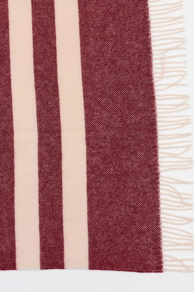 Pătură de lux din lână Stripe, burgundy cul.vinului 140x200 cm