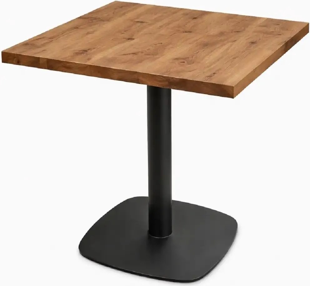 Masa din MDF, patrata texturata, Homs, nuc-negru, 80x80x75 cm, A0110