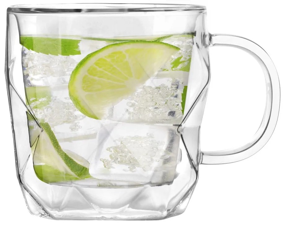 Set de 2 căni de perete dublu Vialli Design Geo, 330 ml