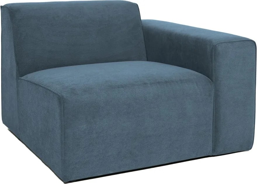 Modul pentru canapea albastru cu tapițerie din catifea reiată (cu colț pe partea dreaptă) Sting – Scandic