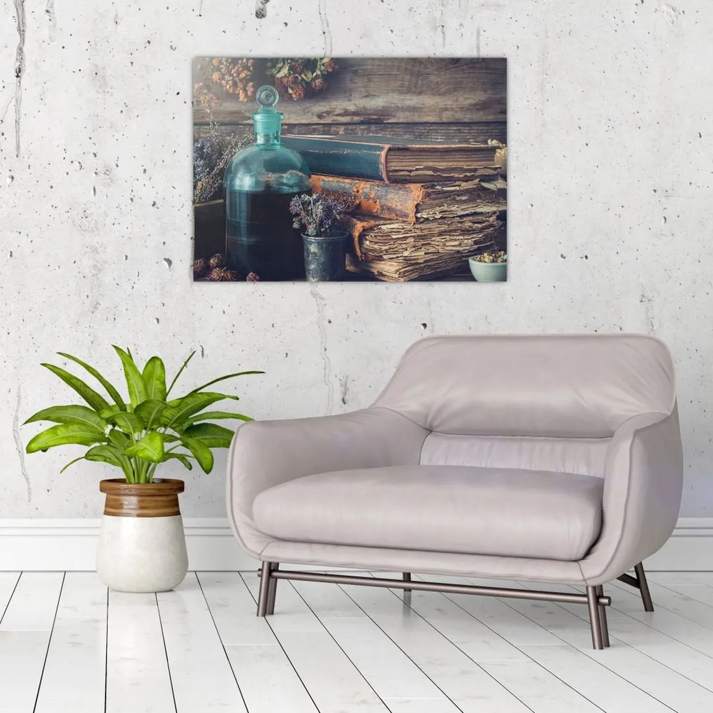 Tablou pe sticlă - Masa farmacistului (70x50 cm)