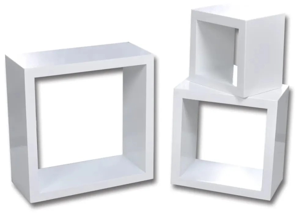 240347 vidaXL Set 3 rafturi cubice, alb