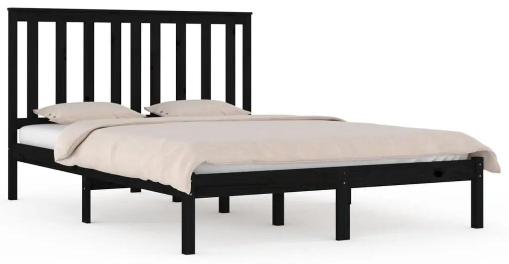 3103847 vidaXL Cadru de pat, negru, 140x200 cm, lemn masiv de pin