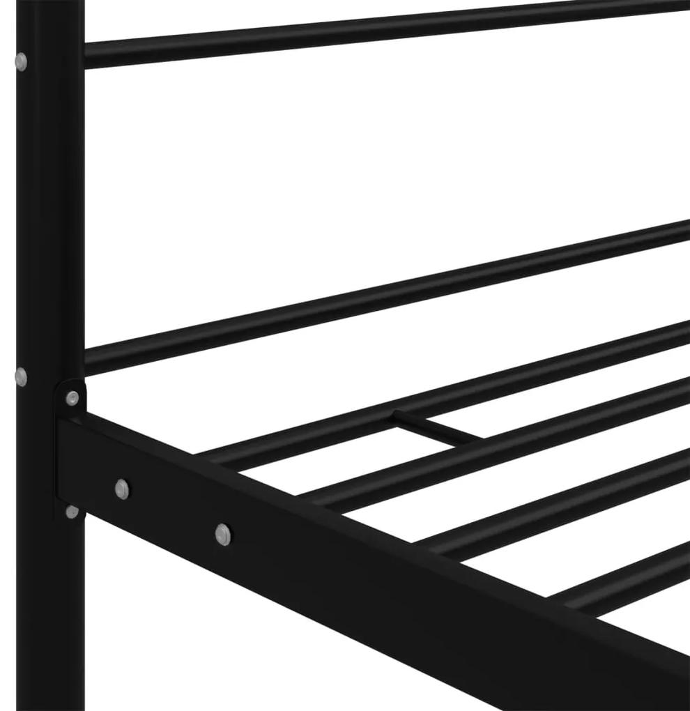 Cadru de pat cu baldachin, negru, 100x200 cm, metal Negru, 100 x 200 cm