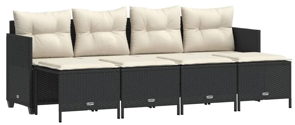 3261533 vidaXL Set mobilier de grădină cu perne, 5 piese, negru, poliratan