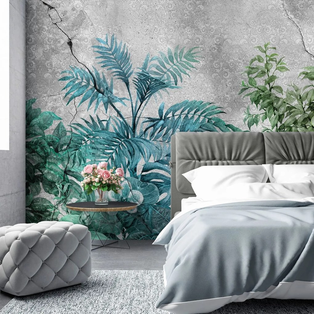 Fototapet - Plante pe beton (152,5x104 cm)