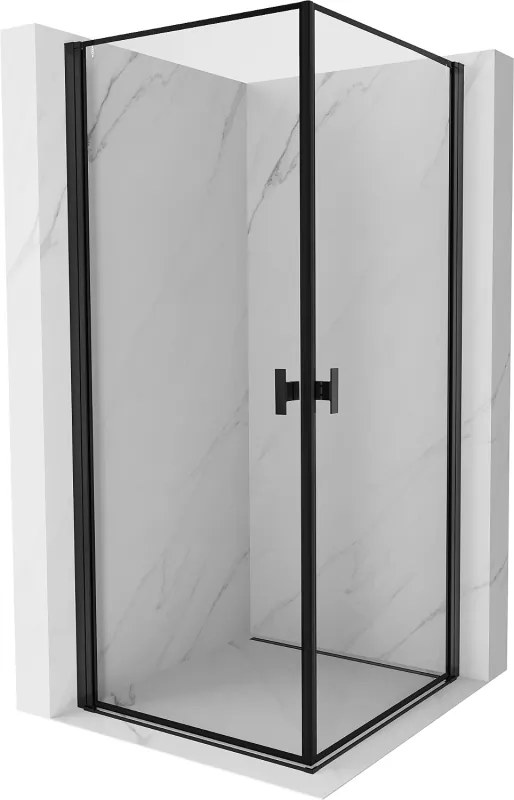 Mexen Mist-B Duo cabină de duș batantă 80 x 80 cm, cadru negru, negru - 8A2-080L-080P-70-70