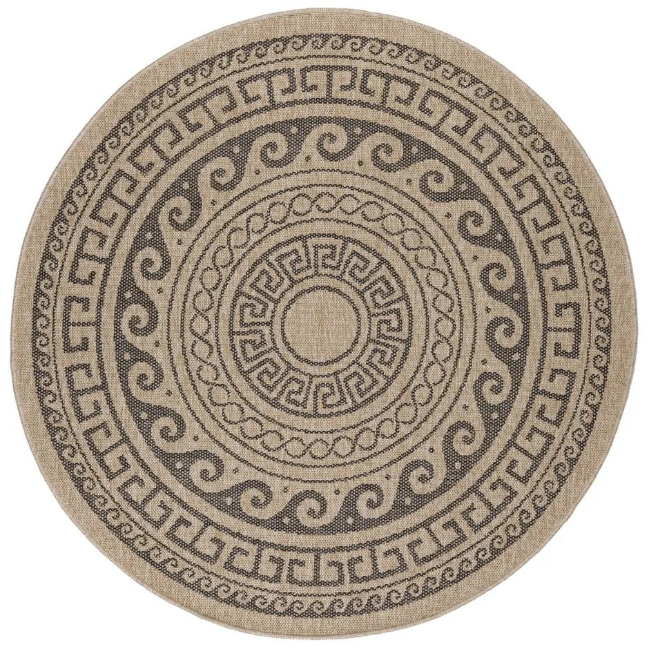 Covor de exterior negru/bej rotund ø 80 cm Comilla – Ayyildiz Carpets
