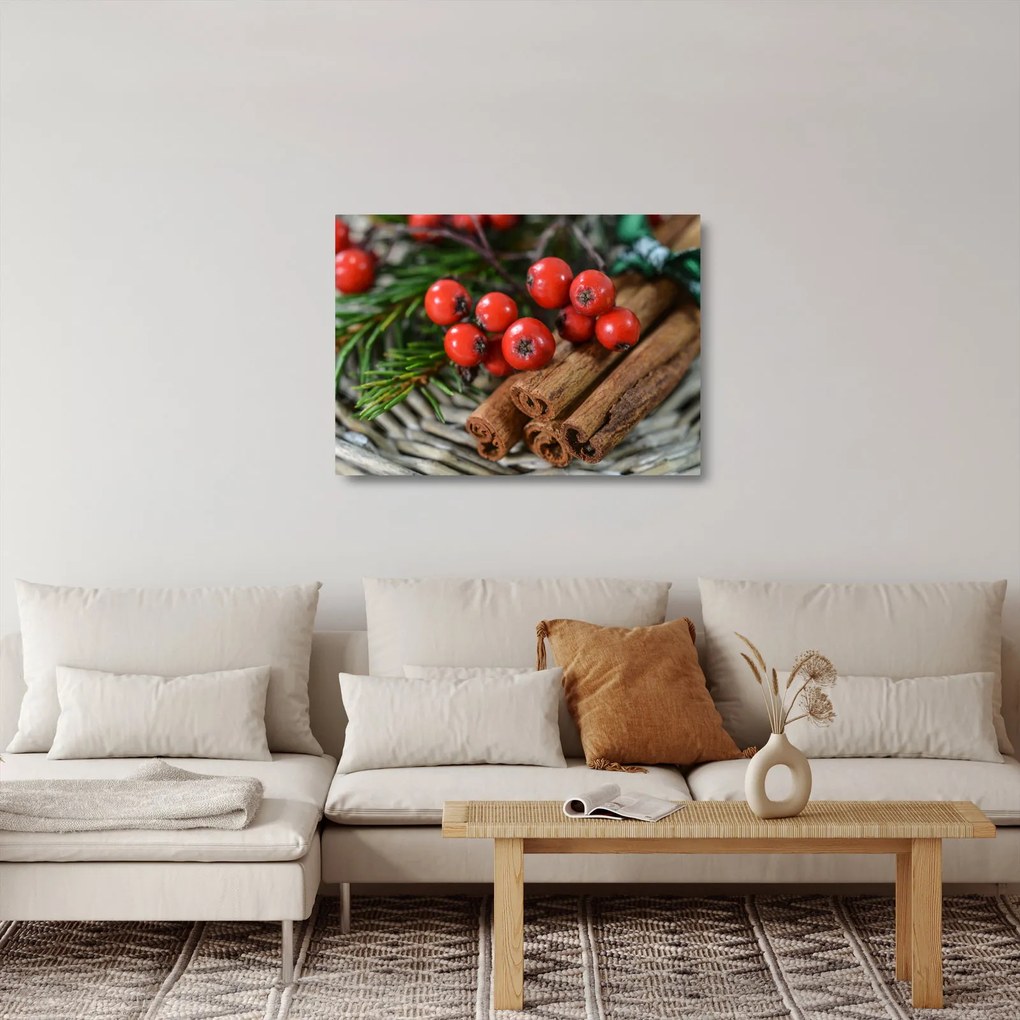 Tablou pe sticlă cu rowan și scorțișoară (70x50 cm)