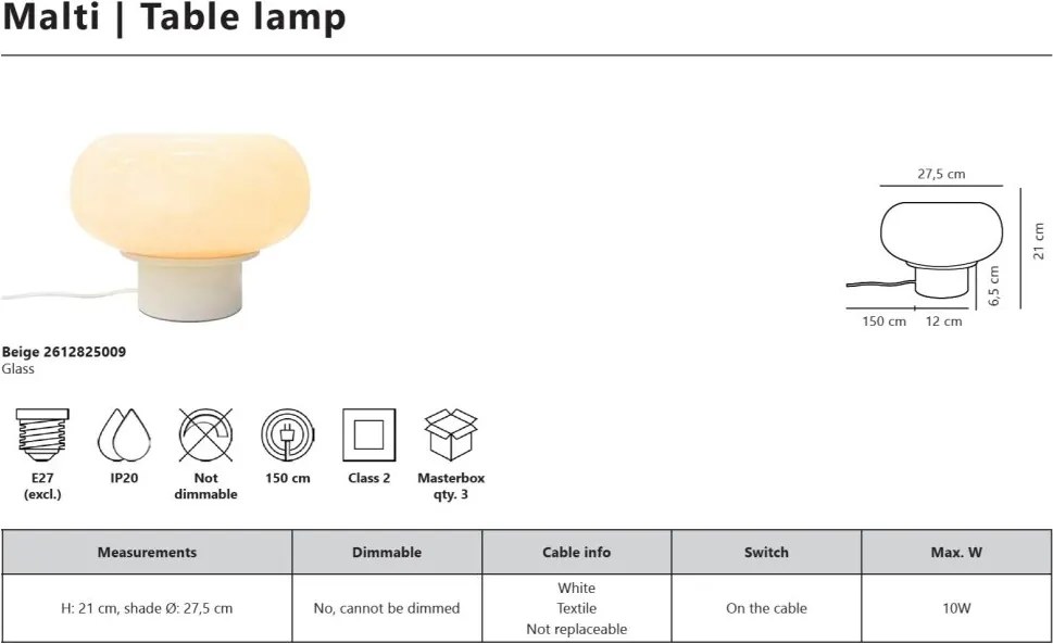 Mini Lampa de masa design nordic Malti bej