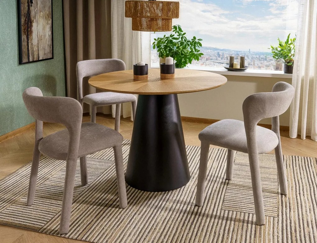 Masa Angel stejar/negru ø100 cm