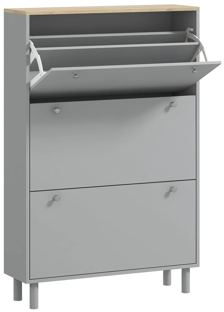 HOMCOM Mobilier pentru pantofi 24 perechi cu 3 sertare rabatabile si rafturi reglabile, 80x23,5x121 cm, gri | Aosom Romania