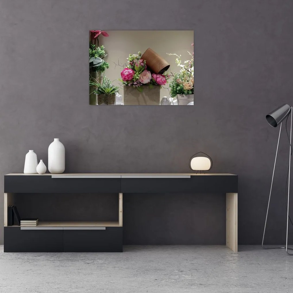 Tablou pe sticlă -Trandafir pentru tine (70x50 cm)