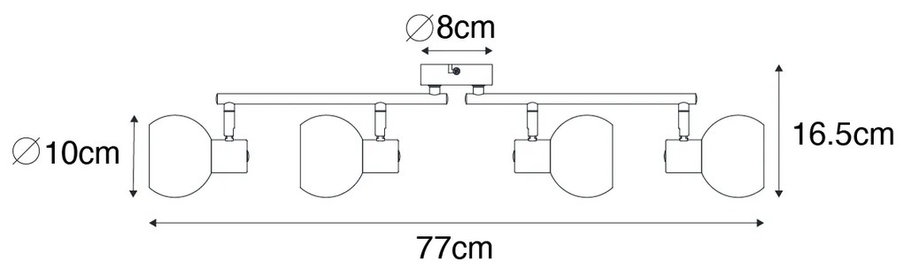 Spotlight Art Deco auriu cu sticlă verde 4 lumini - Vidro