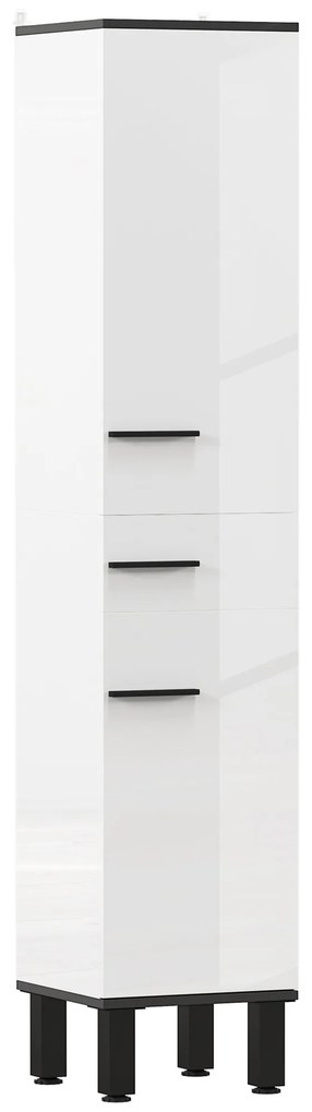 HOMCOM Dulap Înalt de Baie cu Sertar 2 Uși și Rafturi Ajustabile Mobilier Auxiliar de Baie Antirăsturnare 34x32x170 cm Alb | Aosom Romania