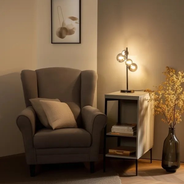 Brilagi - Lampă de masă LED MILLA 4xG9/3W/230V negru-cromat/sticlă fumurie