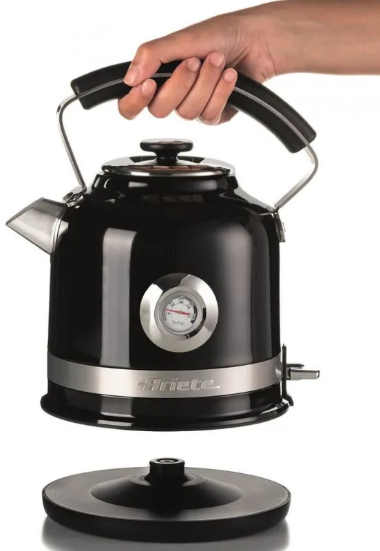 Cana electrica Ariete MODERNA 2854/02, 2000W, 1.7 L, Timer, 360° rotire, Filtru detasabil, Negru