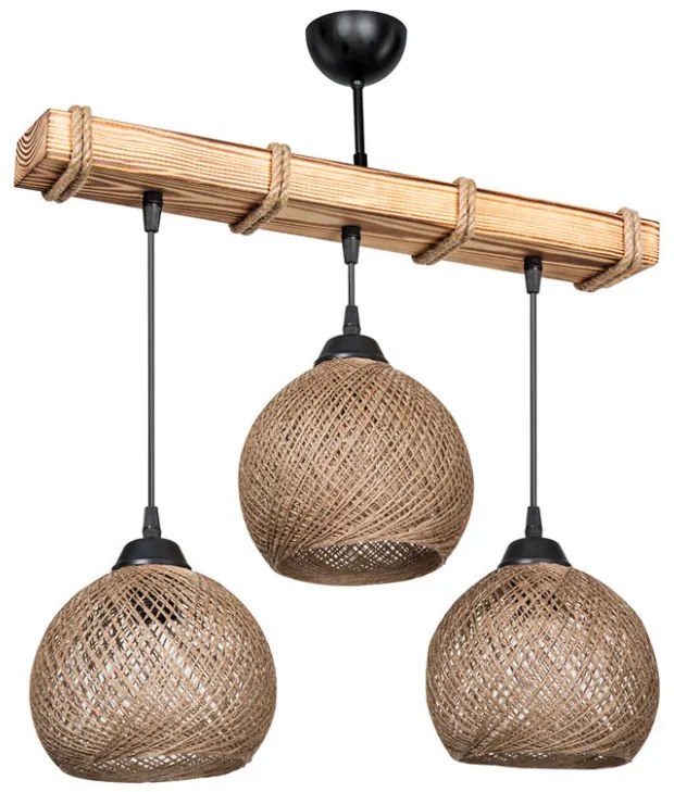 Lustra cu trei lumini PWL-1120, E27 nuc-bej 50x18x63 cm