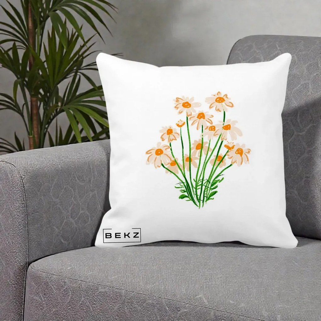 Perna Decorativa Margarete Camp, 40x40 cm, Alba Mata, Husa Detasabila, Perna Inclusa, BEKZ®