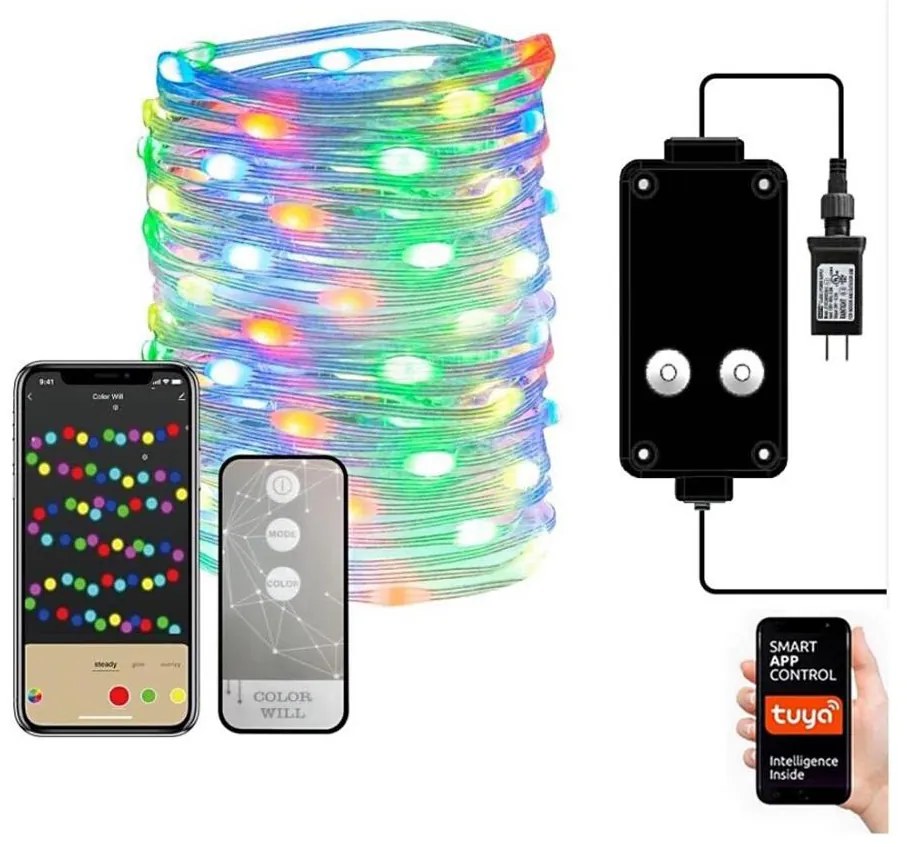 Immax NEO 07736L-LED RGB bandă exterioară 8,4W/230V 16m IP44 Wi-Fi Tuya