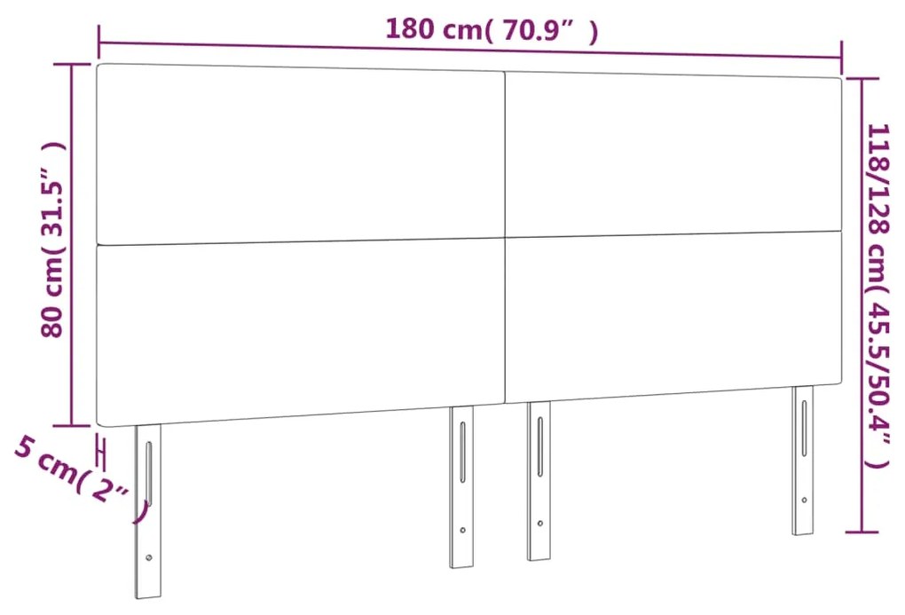 Tablie de pat cu LED, alb, 180x5x118 128 cm, piele ecologica 1, Alb, 180 x 5 x 118 128 cm