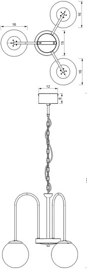 Lustră pe lanț CAMBRIDGE 3xE14/60W/230V neagră