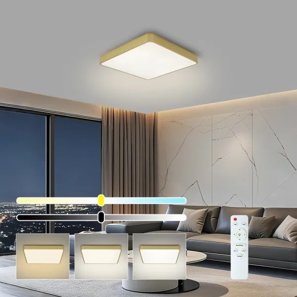 Brilagi-LED Plafonieră reglabilă POOL LED 36W, 230V, 3000-6000K, 40x40 cm, auriu + telecomandă