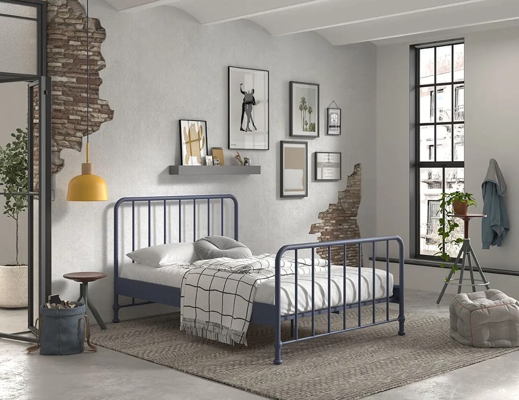 Pat copii BRONXX 140 X 200 CM ALBASTRU DENIM